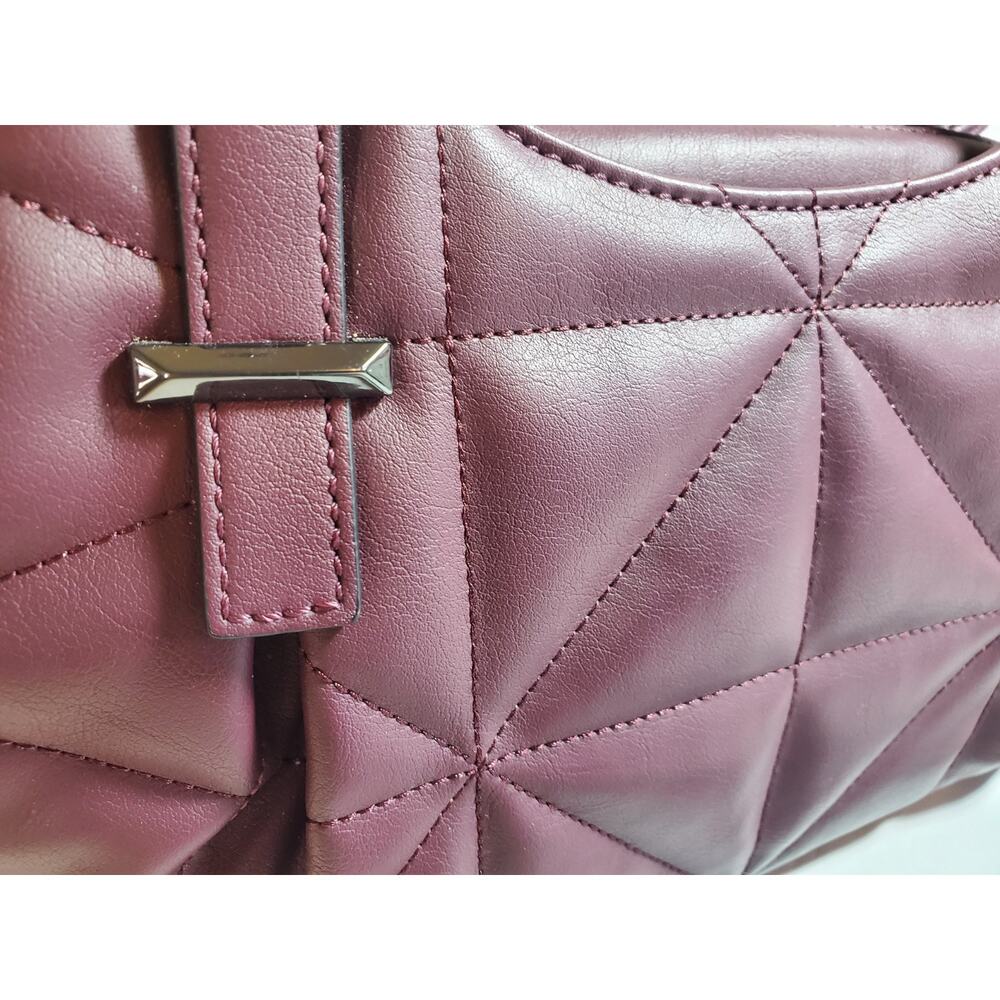 Simply Vera Vera Wang Collection Burgandy Quilted Buena Satchel Crossbody Bag - Picture 3 of 16